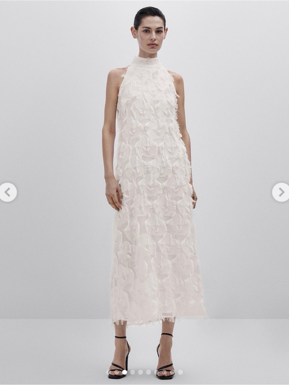 Massimo Dutti Studio Frayed Halter Dress